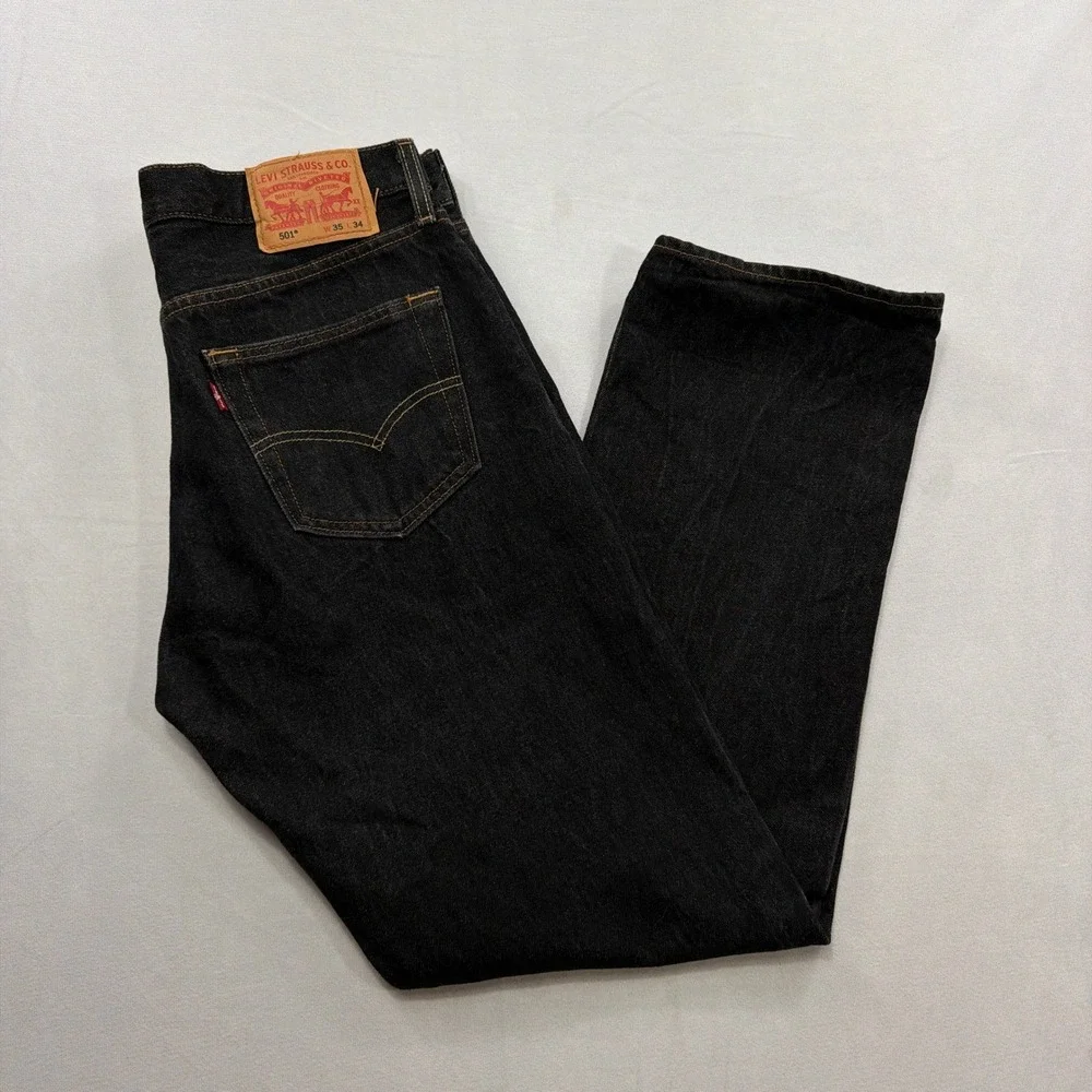 Levi's Jeans 501 Original Fit Button Fly Dark Wash Black Mens 34x32
